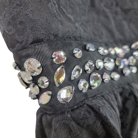 Trixxi Fit and Flare Mini Cocktail Dress Womens Junior Sz M Black Floral Gems - Picture 6 of 16